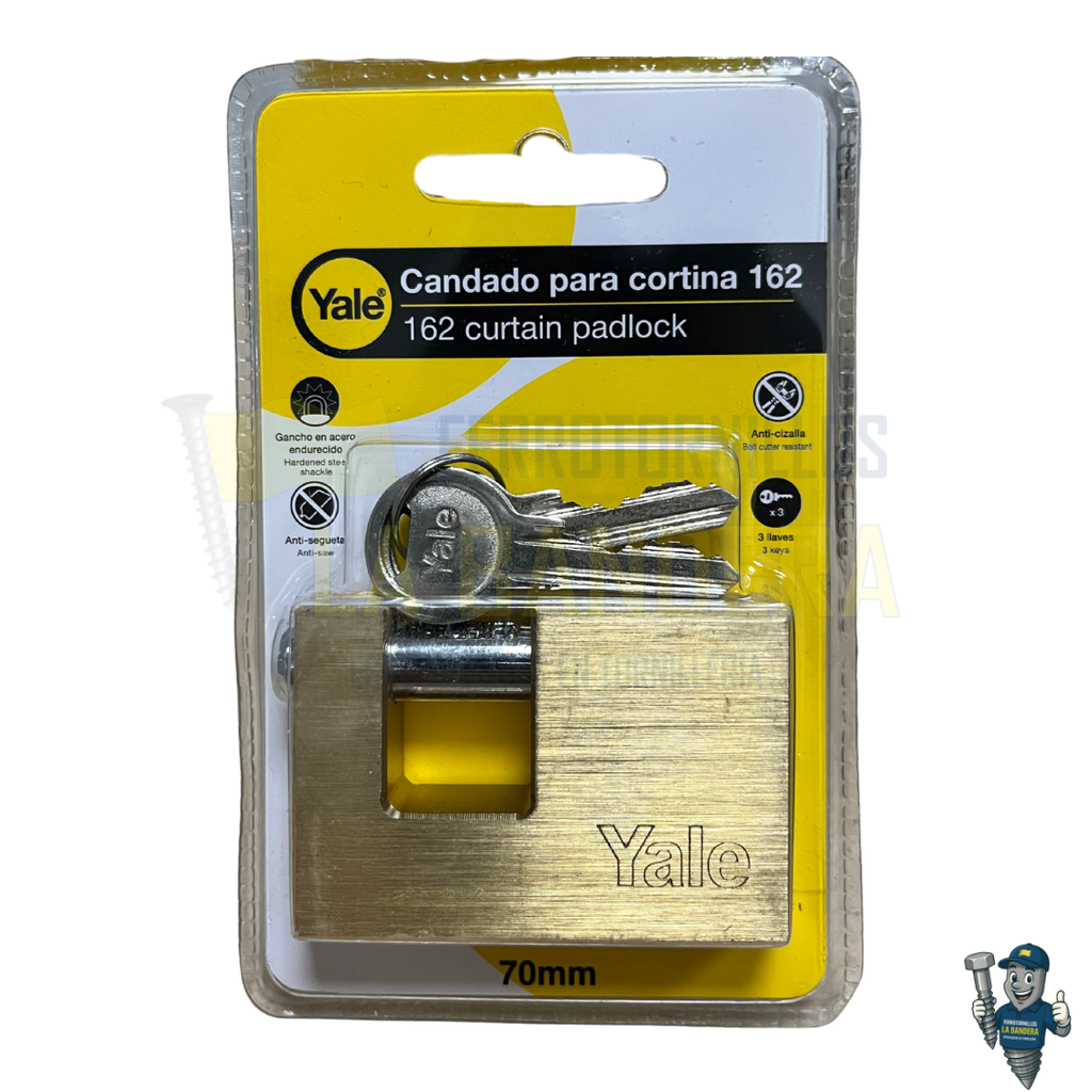 [36YL10718] CANDADO CORTINA ANTICIZALLA LATON SERIE 162 70mm YALE 10718                     