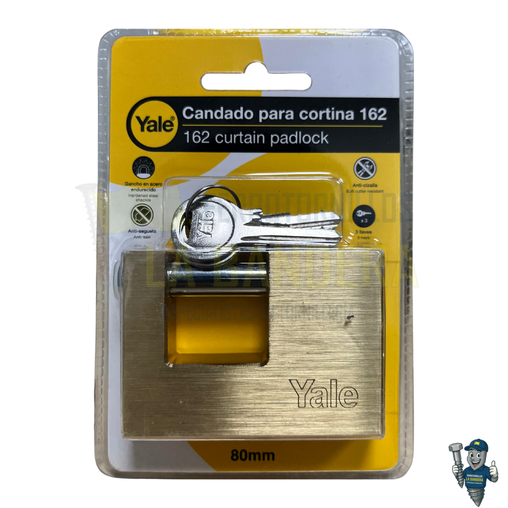 [36YL10719] CANDADO CORTINA ANTICIZALLA LATON SERIE 162 80mm YALE 10719                     