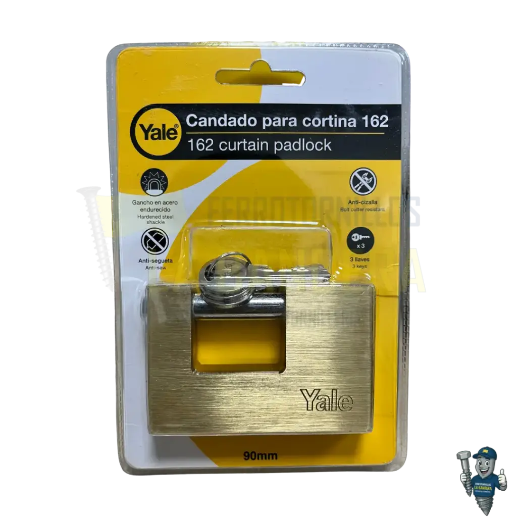 [36YL10720] CANDADO CORTINA ANTICIZALLA LATON SERIE 162 90mm YALE 10720                     