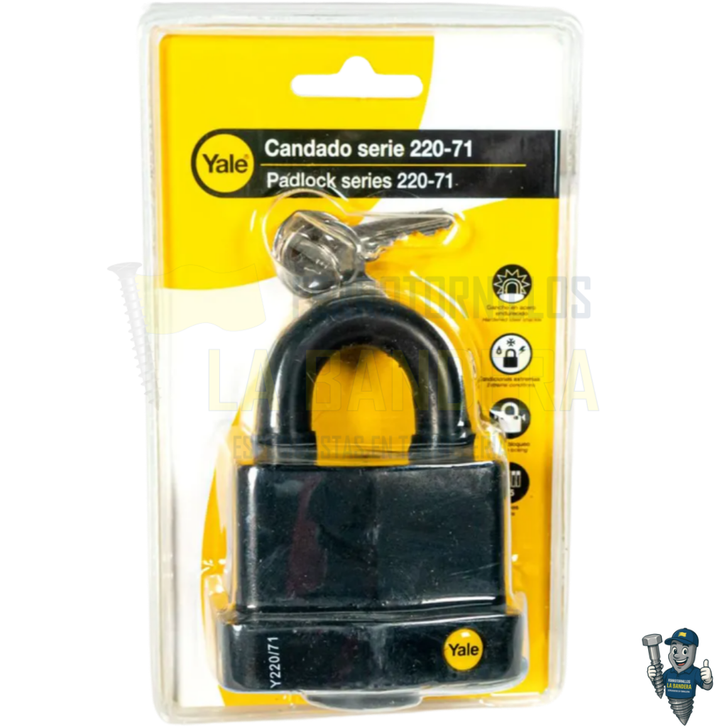 CANDADO LAMINADO INTEMPERIE SERIE 220 71mm EN BLISTER YALE 8817                 