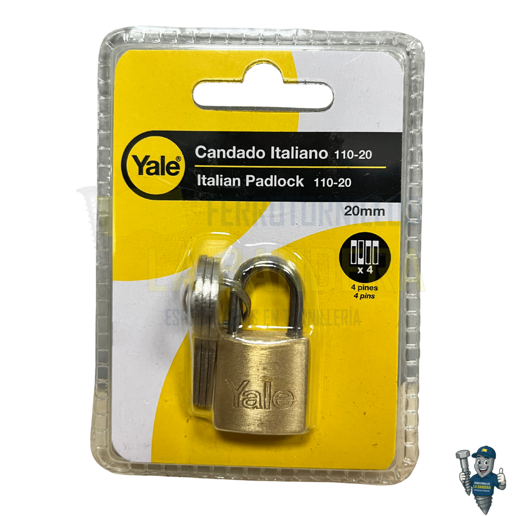 [36YL10563] CANDADO TIPO ITALIANO SERIE 110 20mm EN BLISTER YALE 10563                      