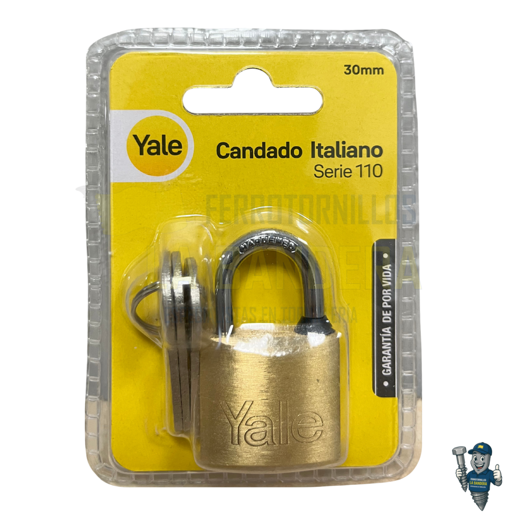 [36YL1106] CANDADO TIPO ITALIANO SERIE 110 30mm EN BLISTER YALE 1106                       
