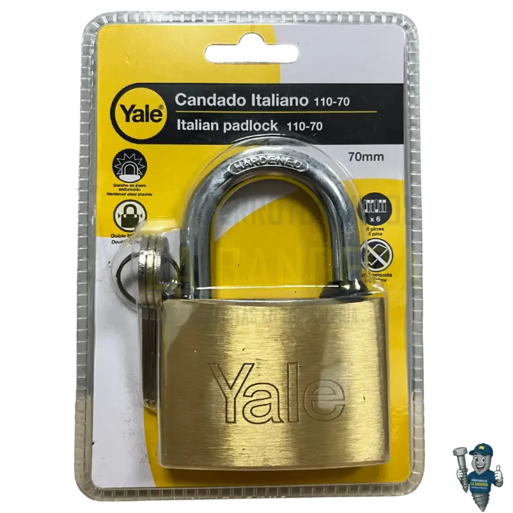 [36YL1110] CANDADO TIPO ITALIANO SERIE 110 70mm EN BLISTER YALE 1110                       