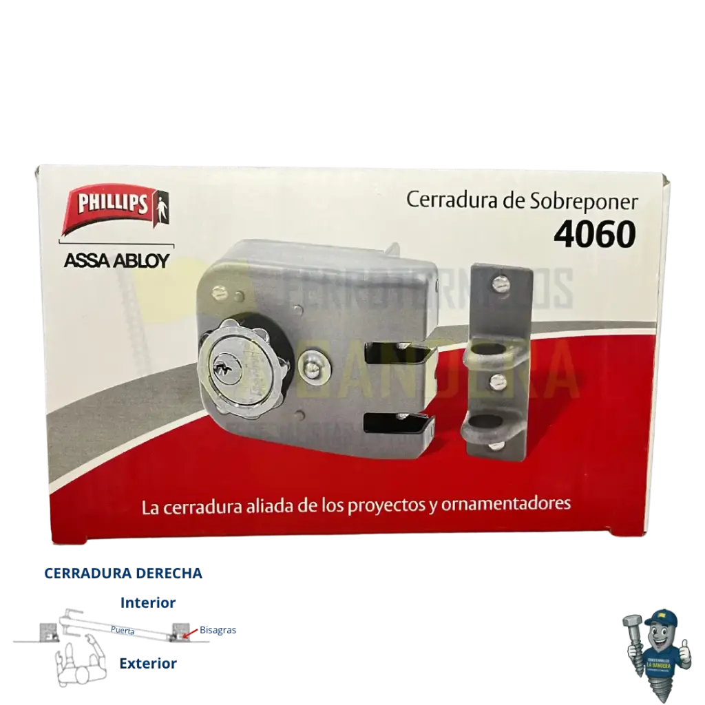 [36YL12160] Cerradura antipalanca con roseta derecha 4060 SDR Yale Phillips 12160