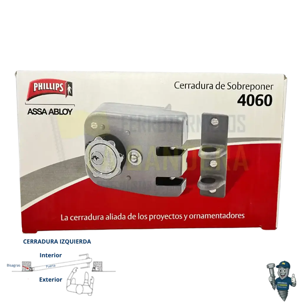[36YL12161] CERRADURA ANTIPALANCA CON ROSETA IZQUIERDA 4060 SIR YALE PHILLIPS 12161         