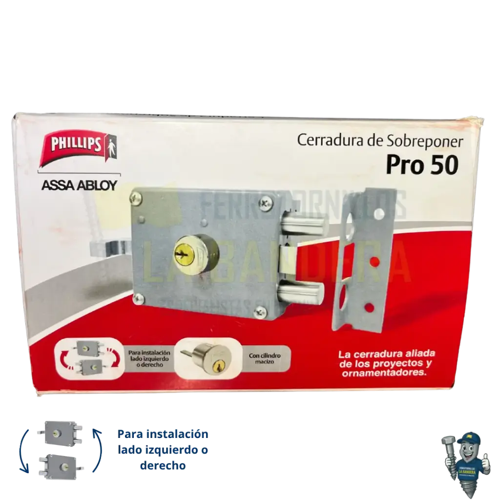 Cerradura de sobreponer 2 bulones PRO 50 CDI Yale Phillips 6790