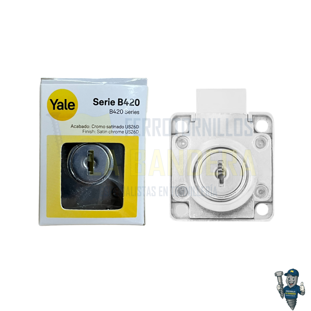 CHAPA MUEBLE (CUADRADA) SERIE B420 CROMO SATINADO YALE 5019                     