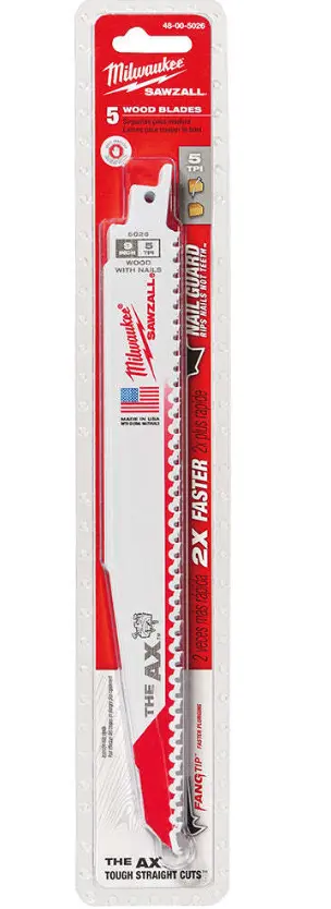 Cuchilla sierra sable madera 12" 5DPP x 5 piezas Milwaukee 48-00-5027
