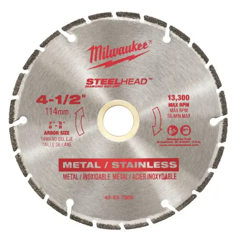 [5649937805] Disco diamantado corte metal 4, 1/2" Milwaukee 49-93-7805
