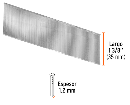 [4818266] CLAVILLO PISTOLA NEUMATICA 1, 3/8" (35mm) X 5.000 UNDS TRUPER 18266 CLNEU-2-35