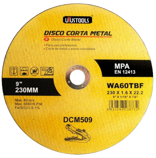 [50DCM509] DISCO CORTE METAL 9" X 1/16" UYUSTOOLS DCM509