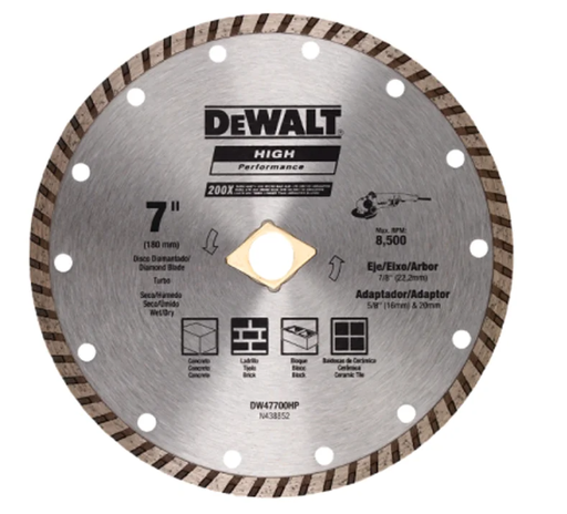 [4647700L] DISCO DIAMANTADO TURBO 7" DEWALT DW47700L