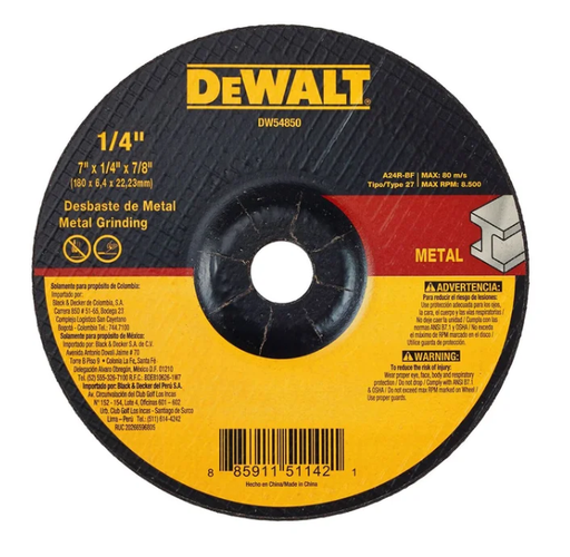 [4644850] DISCO PULIR METAL 7" X 1/4" TIPO 27 DEWALT DW44850/DW54850