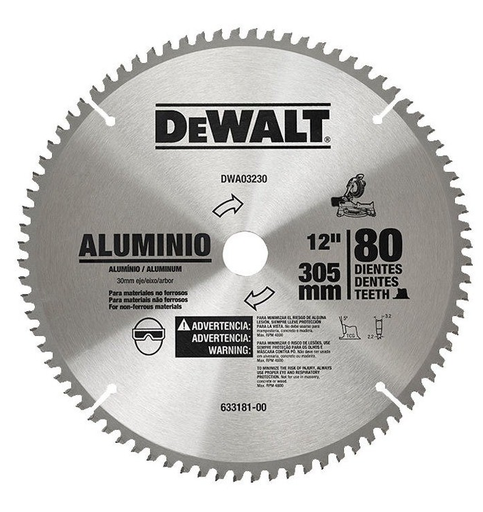 [46DWA3230] DISCO SIERRA ALUMINIO 12" X 28mm 80D DEWALT DWA03230