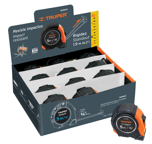[48102664] FLEXOMETRO 5m ENCAUCHETADO GRIPPER TRUPER 102664 FH-5MC
