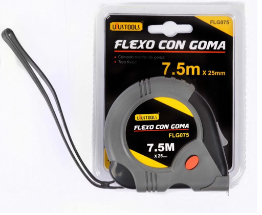 [50FLG075] FLEXOMETRO 7.5m ENCAUCHETADO UYUSTOOLS FLG075