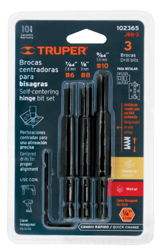 [48102365] JUEGO Brocas PARA BISAGRA TRUPER 102365 JBB-3