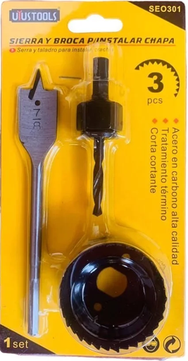 [50SEO301] JUEGO INSTALACION CERRADURA 3 PZAS UYUSTOOLS SEO301