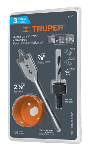 [4818080] JUEGO INSTALACION CERRADURAS 3 PIEZAS TRUPER 18080 KIT-3