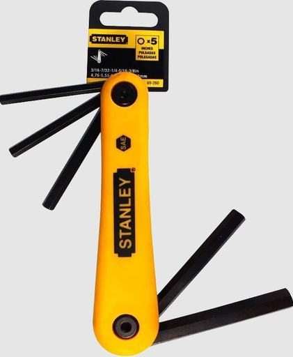 [3369260] JUEGO LLAVE ALLEN TIPO NAVAJA 3/16"-3/8" 5 PZAS STANLEY 69-260