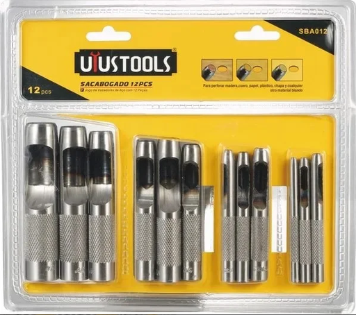 [50SBA012] JUEGO SACABOCADO De Golpe 1/8"-3/4" X 12 PZAS. UYUSTOOLS SBA012