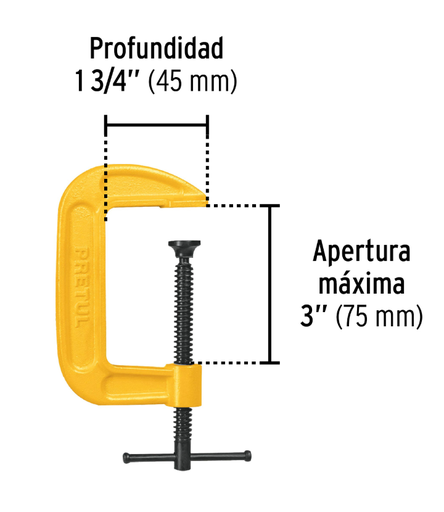 [4827201] PRENSA EN "C" 3" PRETUL 27201 PNT-3P