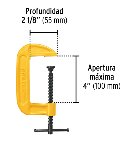 [4827202] PRENSA EN "C" 4" PRETUL 27202 PNT-4P