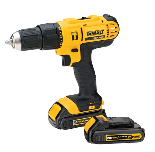 [46DCD776LC1] TALADRO PERCUTOR 1/2" INALAMBRICO 20V, CARGADOR BATERIA 1.3Ah DEWALT DCD776LC1